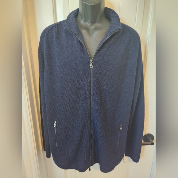Brax Feel Good Jake Zip Through Navy Heather Zippered Pockets Sweater Dize XL - Picture 4 of 13